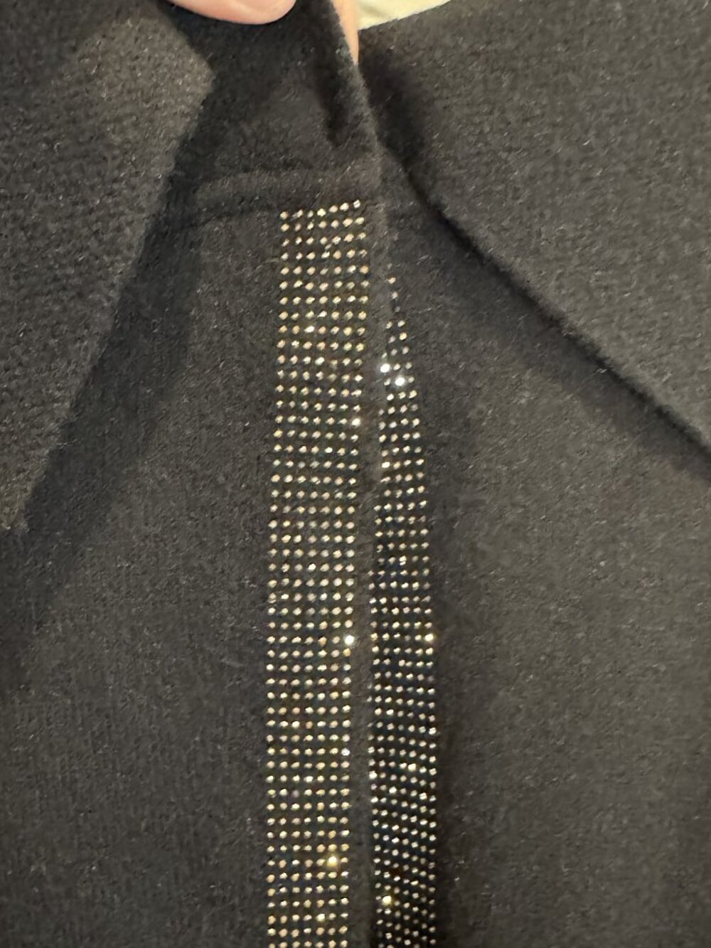 NWT Vex Collection Rhinestone Beads Trim Black Cardigan M Snap Closure Classic - Picture 5 of 10